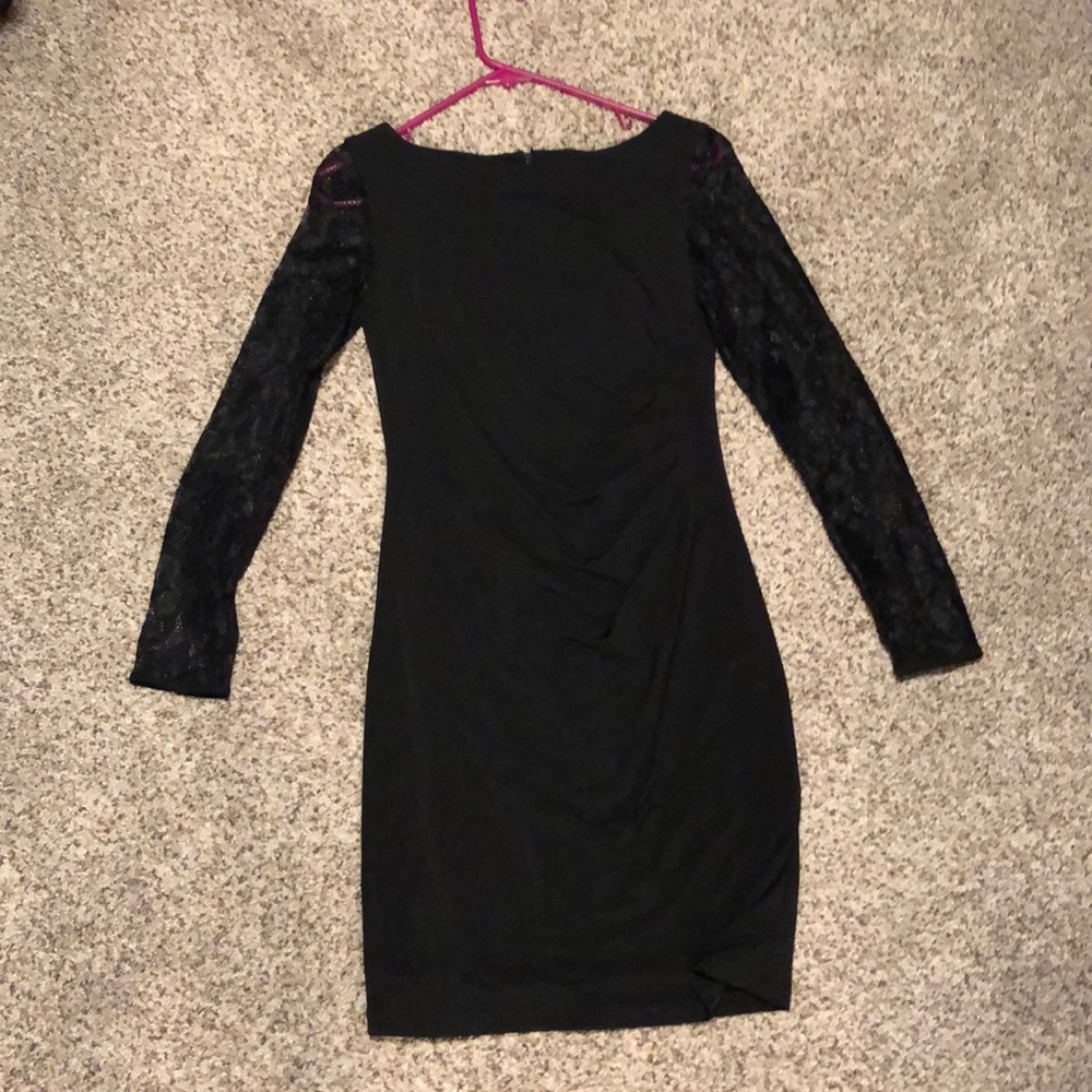 Pretty Eliza J. Black dress with lace sleeves.